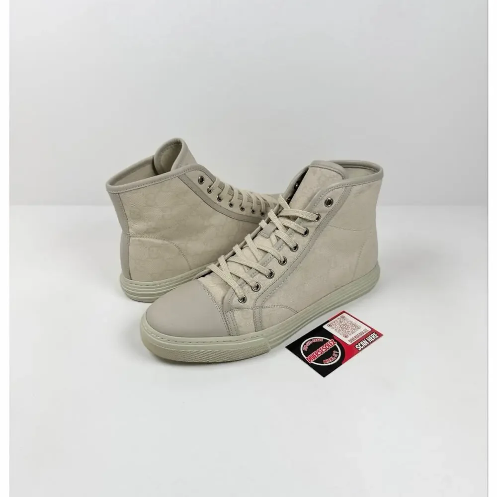 Size 8US - Gucci High Top Beige Canvas